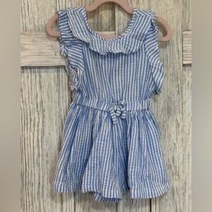 Adorable summer romper blue and white stripe sz 5y waist 8”